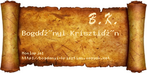 Bogdányi Krisztián névjegykártya